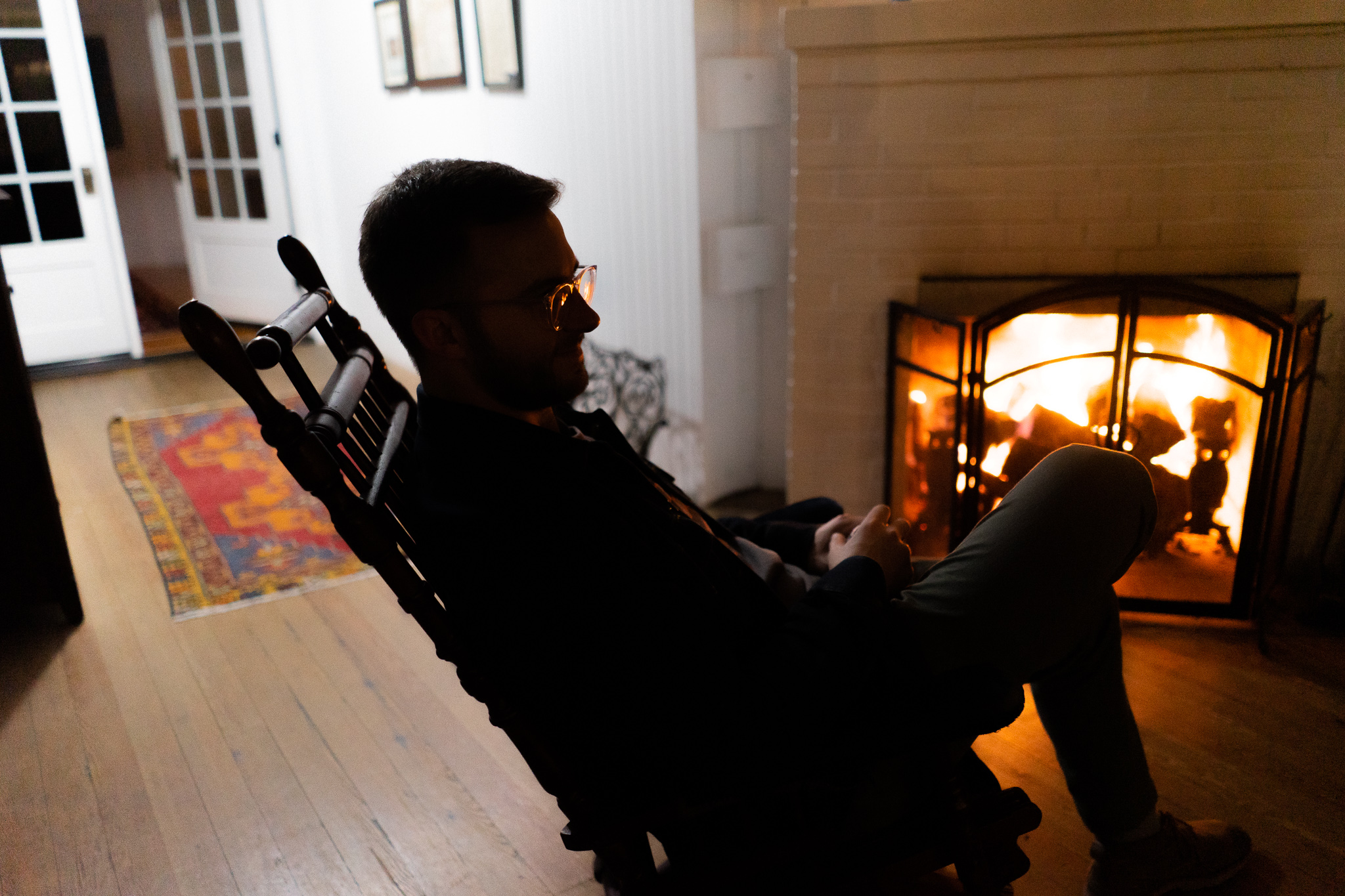 John Garry photographed in the original great room of the Clemens Vonnegut Jr. House.