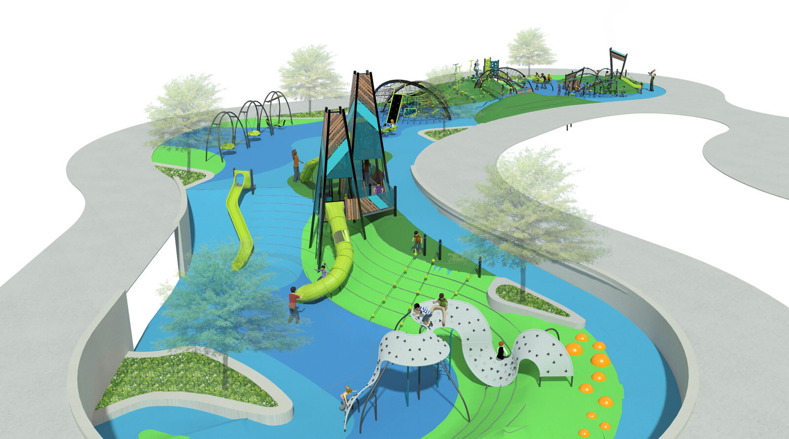 A rendering of the innovative playground currently under construction at Howard Park.