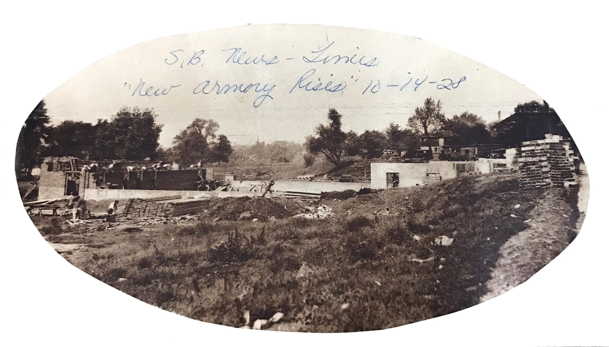 “New Armory Rises 10-14-1928” in the South Bend News-Times