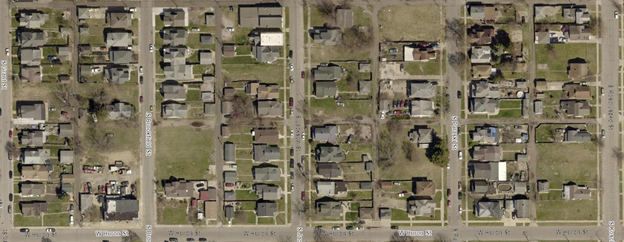 Scattered vacant lots dot the neighborhood just west of Pulaski Park.