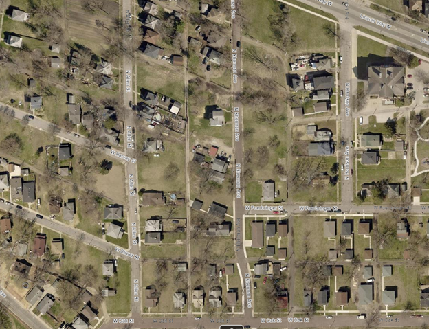 Vacant lots nearly outnumber houses in the Near West Neighborhood just north of City Cemetery.