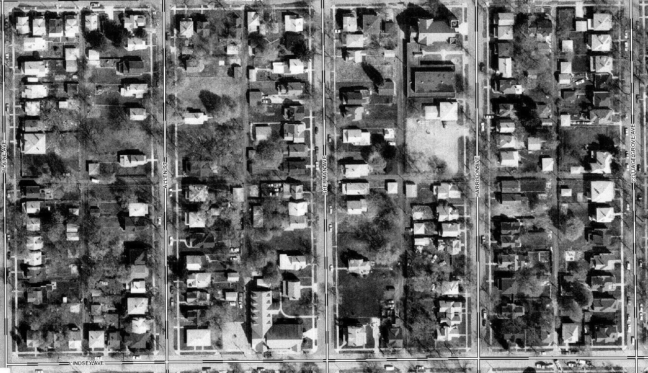 Four blocks in the Near Northwest Neighborhood, 1998 Aerial Sourced MACOG