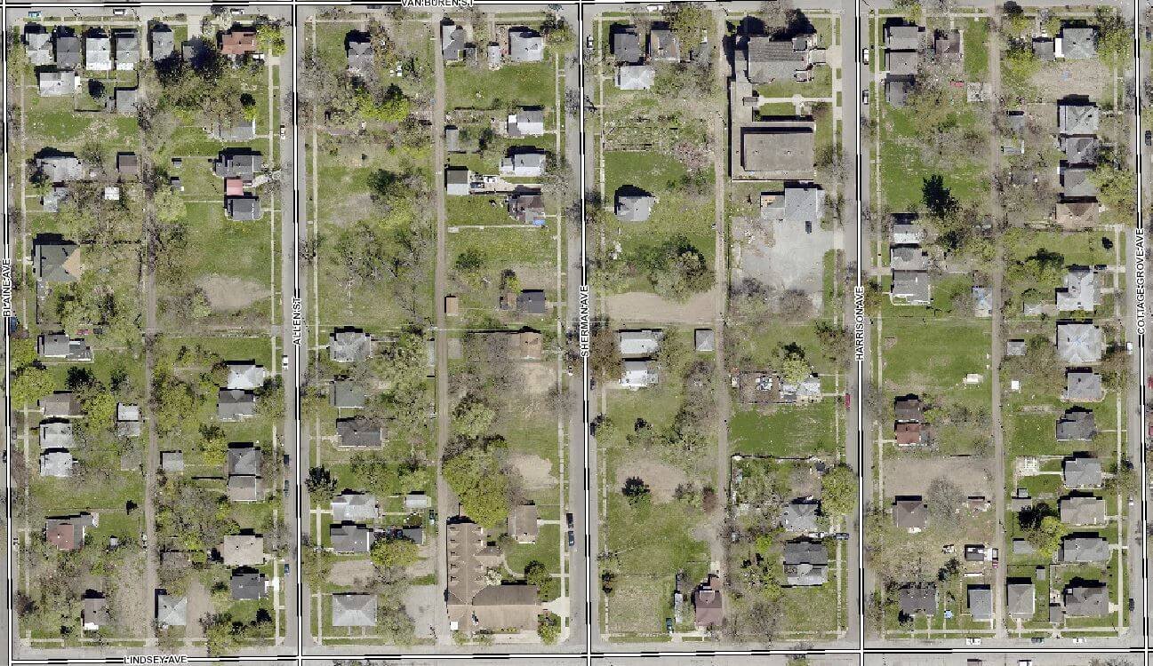 Four blocks in the Near Northwest Neighborhood, 2015 Aerial Sourced MACOG