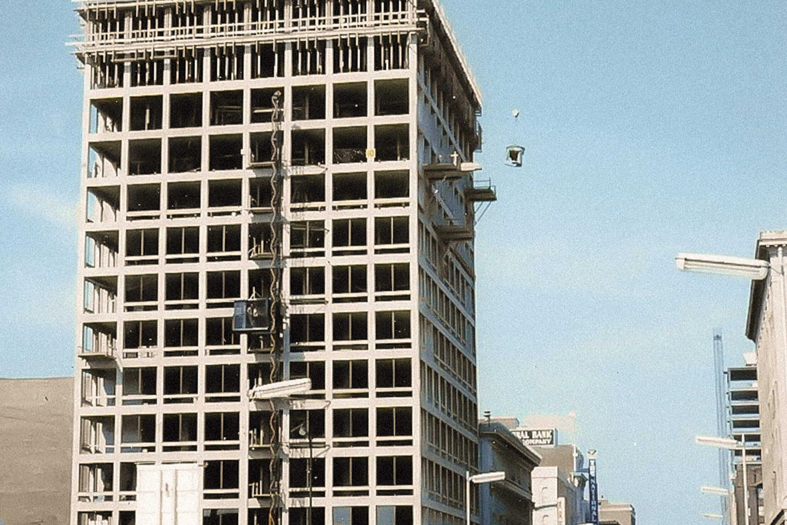 Construction of the St. Joseph Bank Building, now known as the Key Bank Building, on Jefferson Boulevard in 1969.